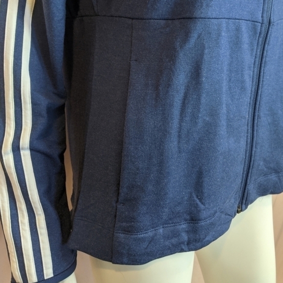 Adidas Blue Striped Sleeve Full Zip Training Hoodie size Medium - Picture 3 of 8